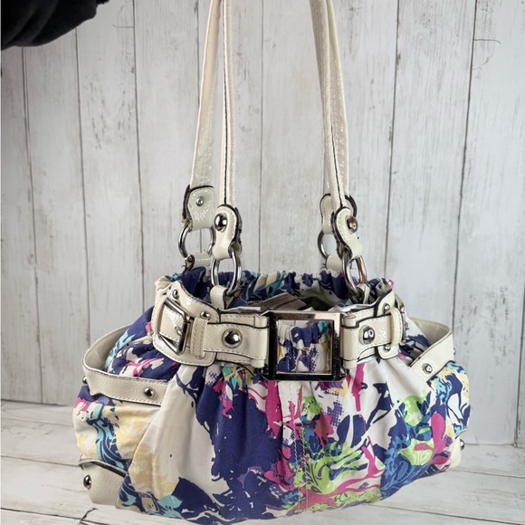 Wilsons Leather Handbags - Vintage Y2K Wilsons Leather Patent Multicolored Purse Floral Shoulder Bag